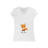 V-neck - The Cute Adorable Red Fox Women's Jersey Short Sleeve V-Neck Tee