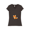 V-neck - The Cute Adorable Red Fox Women's Jersey Short Sleeve V-Neck Tee