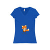 V-neck - The Cute Adorable Red Fox Women's Jersey Short Sleeve V-Neck Tee