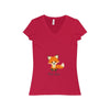V-neck - The Cute Adorable Red Fox Women's Jersey Short Sleeve V-Neck Tee