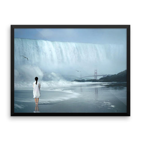 Waterfall Girl Framed Photo Poster Wall Art Decoration Decor For Bedroom Living Room