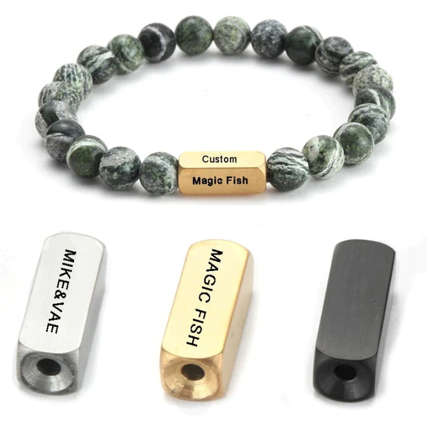Personalized Beads - Engraved Beads - Custom Spacer Beads - Stainless Steel Metal - Edelstahlperlen Silber Gravur - Jewelry Bracelet Making