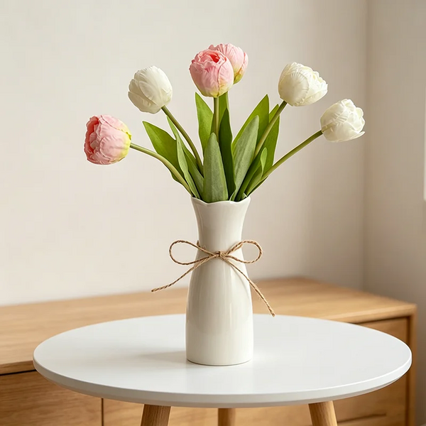 Vase en céramique blanche pour décoration intérieure, vase à boutons moderne, centre de table minimaliste scandinave, vase de mariage haut pour salon