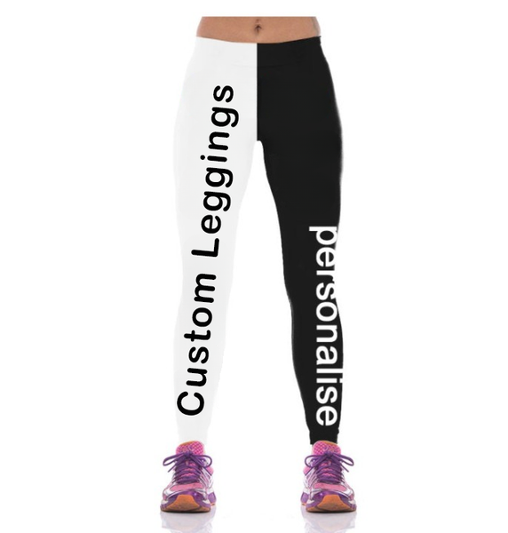 Custom Leggings Pants For Women And Youths Workout Yoga Gym, Personalized Workout Leggings, Design Your Own Logo Spandex High Waisted Pants