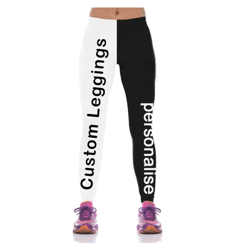 Custom Leggings Pants For Women And Youths Workout Yoga Gym, Personalized Workout Leggings, Design Your Own Logo Spandex High Waisted Pants