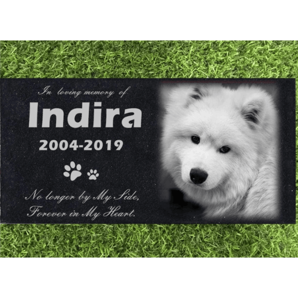 Personalized Memorial Pet Stone Photo Slate 12" x 6" - Custom Dog Memorial Custom Cat Memorial - Custom Guinea Pig Memorial - Pet Loss Gift