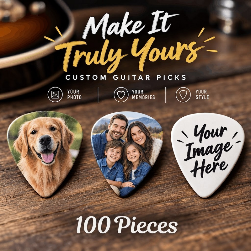 100 Pcs Personalized Guitar Pick, Custom Photo Guitar Player Gift For Anyone, Photo Keepsake Musician Gift Idea For Him Or Her Dad Husband