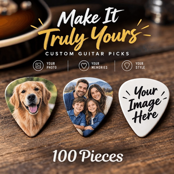 100 Pcs Personalized Guitar Pick, Custom Photo Guitar Player Gift For Anyone, Photo Keepsake Musician Gift Idea For Him Or Her Dad Husband