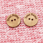 Custom Wood Buttons - Personalized Wooden Buttons - Clothing Labels - 2 Hole Engraved Buttons - Knitters Button - Knöpfe Holz Personalisiert