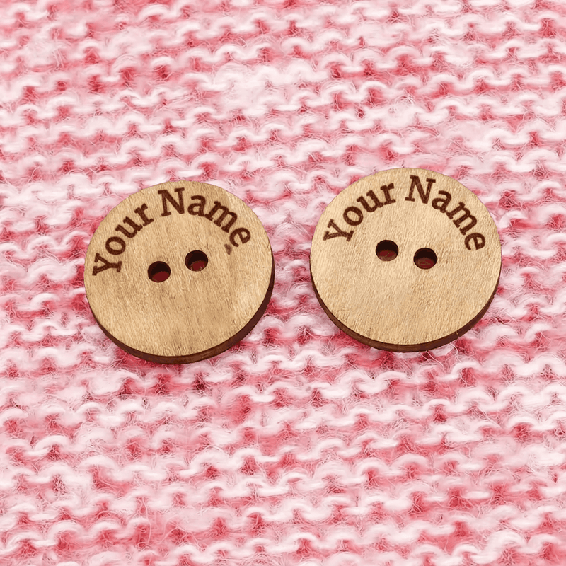 Custom Wood Buttons - Personalized Wooden Buttons - Clothing Labels - 2 Hole Engraved Buttons - Knitters Button - Knöpfe Holz Personalisiert