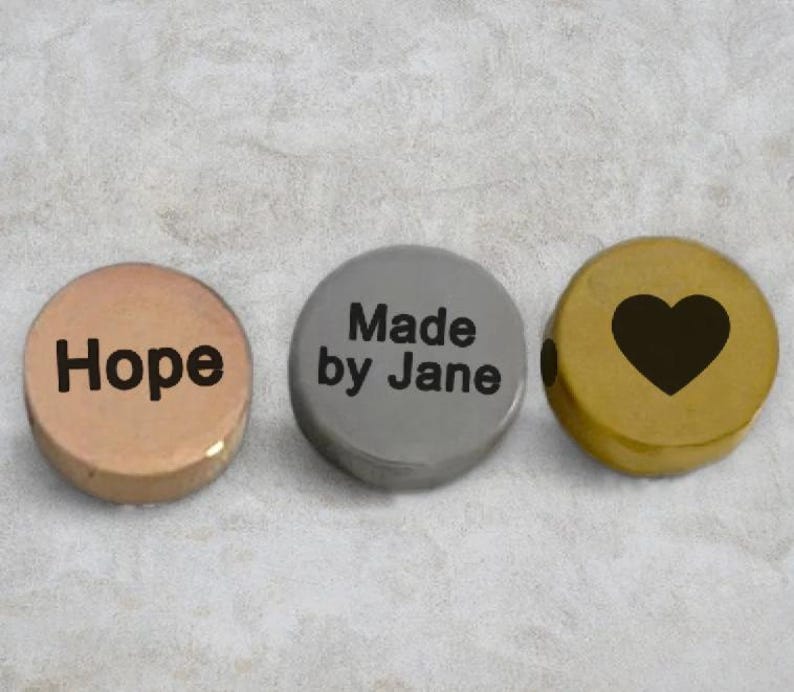 50 Pcs Custom Beads with Logo - Personalized Beads - Custom Engraved Spacer Beads - Stainless Steel Metal Beads - Edelstahlperlen Silber Gravur - Jewelry Bracelet Making