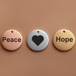 50 Personalized Charm, Jewelry Making Gold Silver Custom Charm, Circle Stainless Steel Logo Charm Beads, Laser Engraved Beads For Bracelets