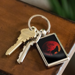 Blood Moon Wolf Howling Keychain - Spirit Animal Jewelry