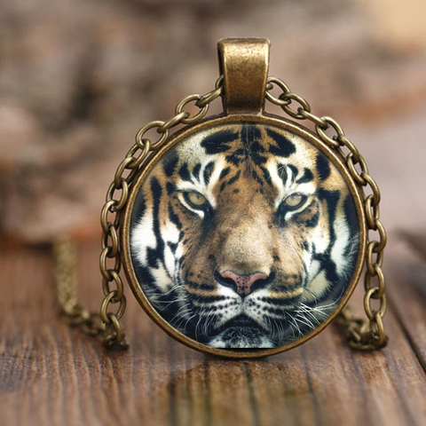 Tiger Eyes Pendant - Tiger Jewelry Art gift for Men and Women - Nature Necklace