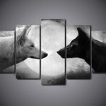 5 Pieces Legendary Black And White Wolves Canvas Painting - Limited Edition
