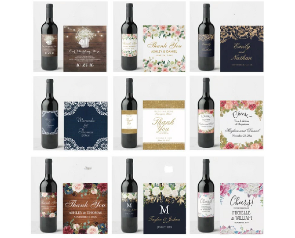 20 Pcs Custom Wedding Wine Bottle Labels, Personalized Wine Bottle Labels for Wedding Reception Parties Engagement, Wedding Favor Decoration