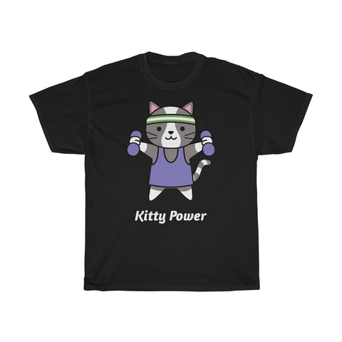 Kitty Power Exercise Fitness T-Shirt for Cat Lovers