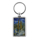 Van Gogh Classic Art Painting Keychain - Forest Tree Nature Keychain - Van Gogh Gift