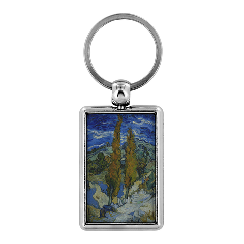 Van Gogh Classic Art Painting Keychain - Forest Tree Nature Keychain - Van Gogh Gift