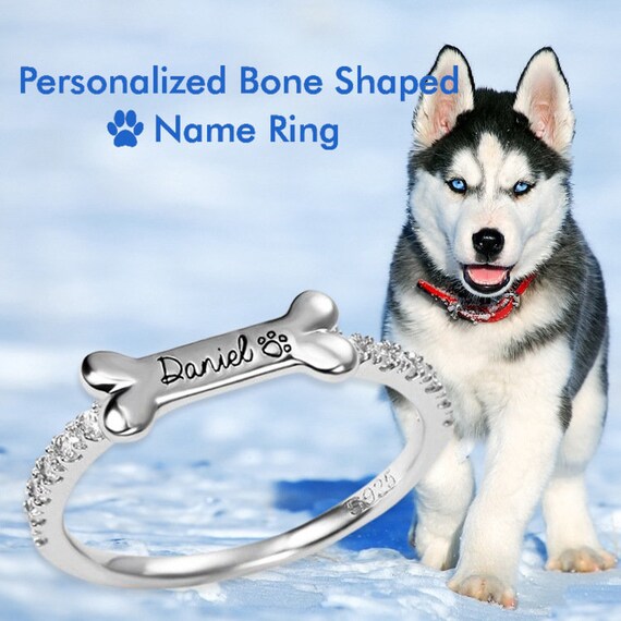 Custom Personalized Dog Name Ring, Pet Memorial Jewelry, Dog Mom, Personalized Ring, Sterling Silver Pet Ring, Dainty, Dog Lover Gift