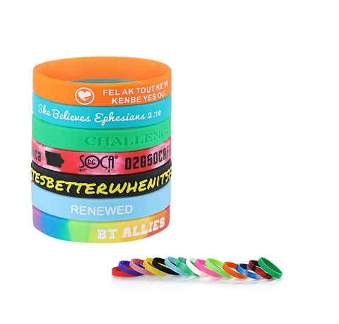 Custom Wristbands - Personalized Text Printing - Rubber Silicone Bracelet  Events, Motivation, Gifts, Cancer Support, Fundraisers, Awareness