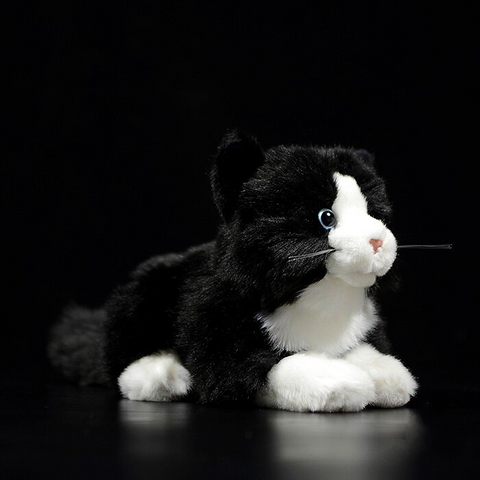LightningStore Adorable Cute Sleeping Lying Black and White Cat Doll Realistic Looking Stuffed Animal Plush Toys Plushie Children's Gifts Animals