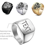Custom Photo Ring - Personalized Mens Signet Ring Women Engraved Name Ring Engraving From Photo Family Fathers Day Gift Boyfriend Husband