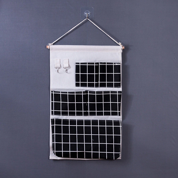 Linen Wall Hanging Organizer with Pattern