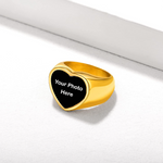 Custom Engraved Photo Ring - Personalized Ring - Heart Signet Ring Name Ring for Men Women - Design Your Own Ring