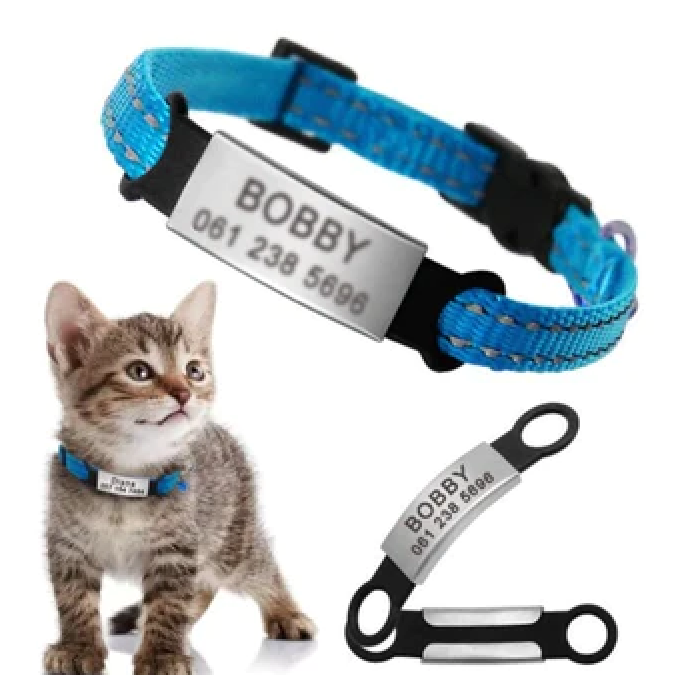 Custom Cat Collar, Personalized Pet Collars for Kittens, Boy Cat Collar, Girl Cat Collar,  Collar with Name, Breakaway Adjustable Strap