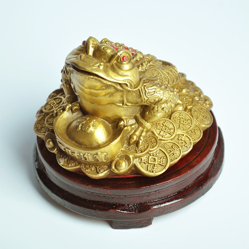 Feng Shui Toad  Lucky Fortune Wealth Chinese Golden Frog Toad Coin Home Office Decoration Ornaments Decorative Antiques