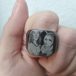 Custom Engraved Photo Ring - Personalized Mens Signet Ring Women Name Ring Engraving From Photo Family Fathers Day Gift Boyfriend Husband
