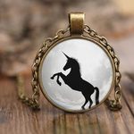 Full Moon Unicorn Shadow Pendant Necklace