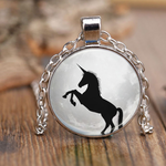 Full Moon Unicorn Shadow Pendant Necklace