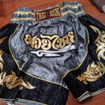 Muay Thai Shorts For Men And Women - Muay Thai Gears -Limited Edition Thai Boxing Shorts Gray Black Color