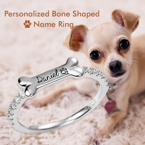 Personalized bone sales shaped name ring