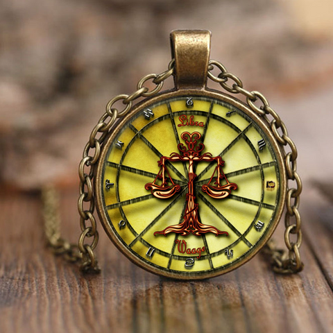 Libra Zodiac Sign Pendant Necklace - Charm Good Luck Astrology Horoscope Jewelry
