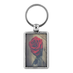 Red Rose Keychain - Wilting Rose Petal Keychain - Flower Rose Photo Keychain - Dark Rose Key Chain - Gothic Rose Keychain for Women