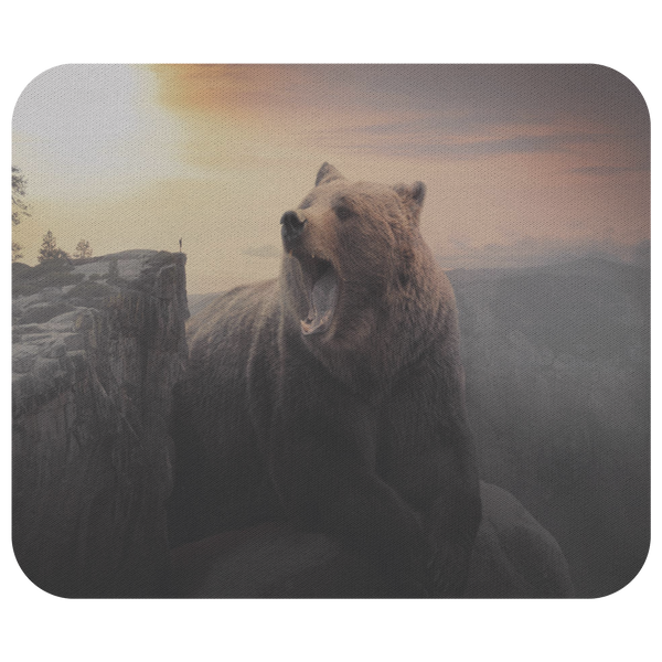 Grizzly Bear Mountain Mouse Pad - Wildlife Animal Nature Sunset Mouse Mat - Home Office Decor - Desk Accessories - Computer Accessory