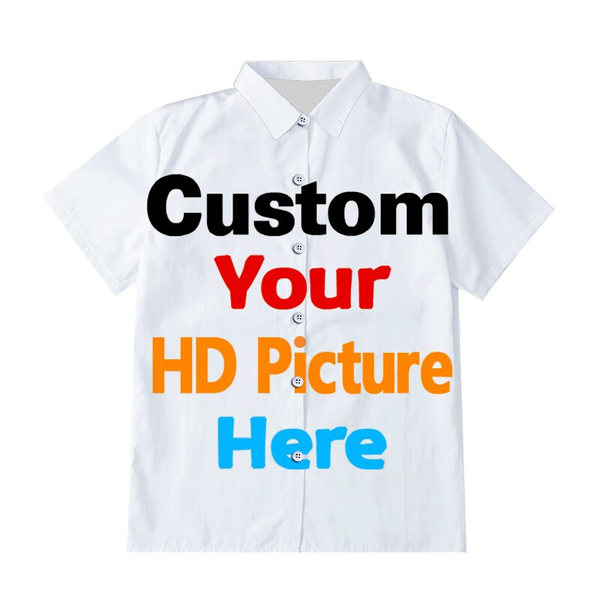 Personalized Dress Shirt - Short Sleeve Custom Shirt - Custom Hawaiian Shirt with Face Logo - Hawaii Shirt Print - Design Your Own