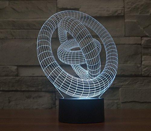 Baby Product - 3 Three Rings Hologram LED Night Light Lamp - Color Changing