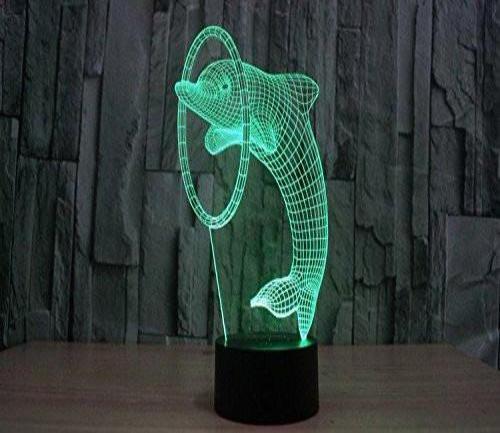 Baby Product - 3D Night Lights - Dolphin Hologram LED Night Light Lamp - Color Changing