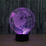 Baby Product - America Globe Map Hologram LED Night Light Lamp - Color Changing