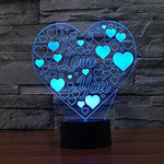 Baby Product - I Love You Heart Hologram LED Night Light Lamp - Color Changing