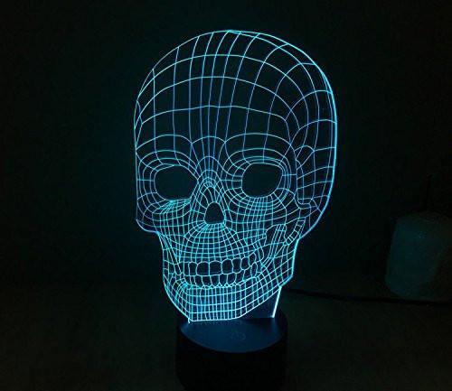 Baby Product - Skull Head Hologram LED Night Light Lamp - Color Changing