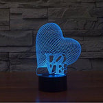 Baby Product - Slanted Love Heart Hologram LED Night Light Lamp - Color Changing
