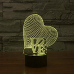 Baby Product - Slanted Love Heart Hologram LED Night Light Lamp - Color Changing