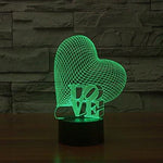Baby Product - Slanted Love Heart Hologram LED Night Light Lamp - Color Changing