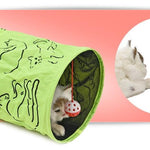Cat Tunnel Green Cat Print With Ball Toy