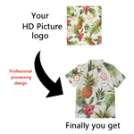 เสื้อเชิ้ตสั่งทำพิเศษแขนสั้น เสื้อเชิ้ตฮาวายสั่งทำพร้อมโลโก้ใบหน้า เสื้อฮาวายพิมพ์ลาย ออกแบบตามแบบของคุณ